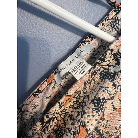 American Eagle Mini Tie Floral V-Neck Floral Dress Size X-Small, Boho Summer - Picture 3 of 9